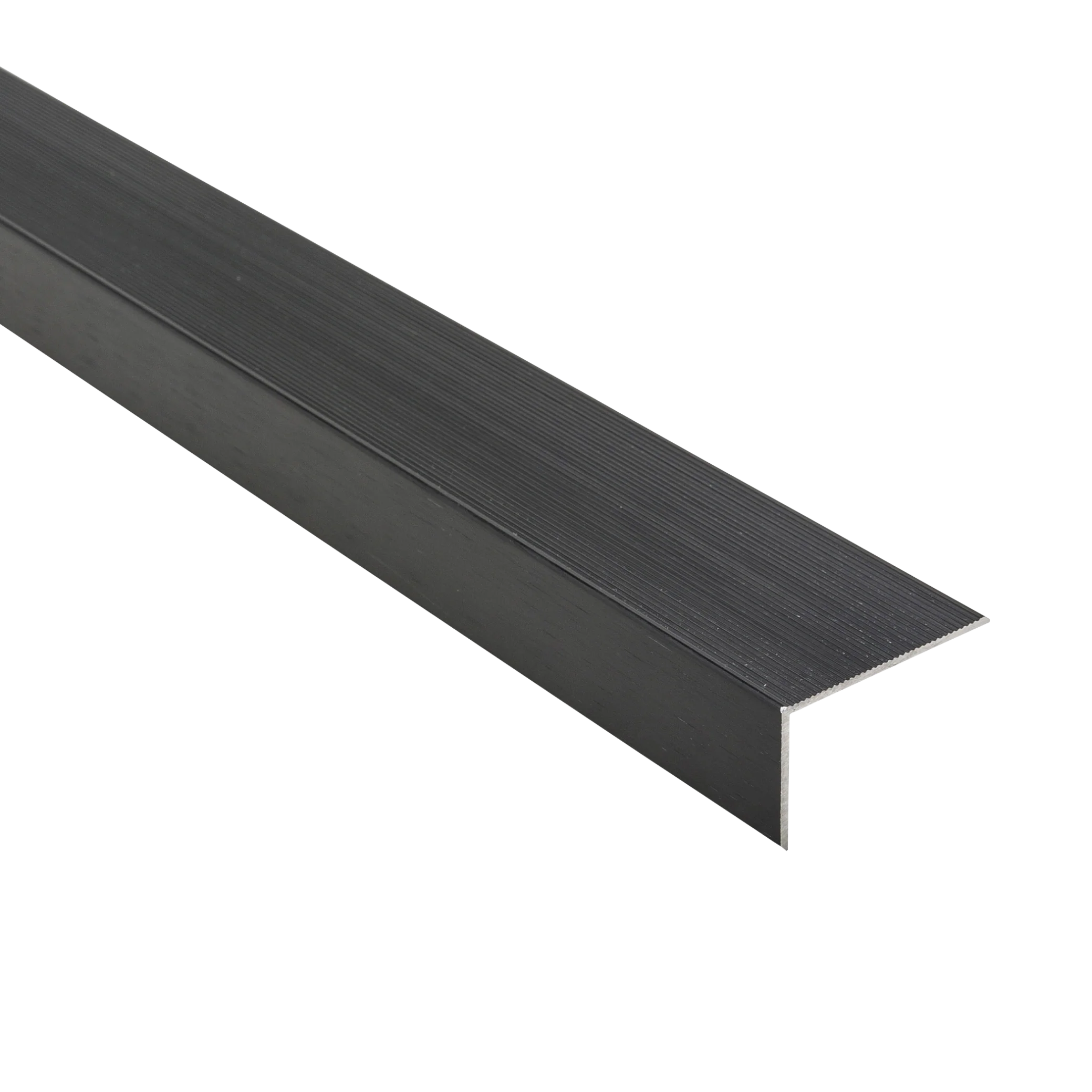Kątownik aluminiowy schodowy ryflowany 40x25x1,5mm Cezar L= 2m Czarny Szczotkowany mat