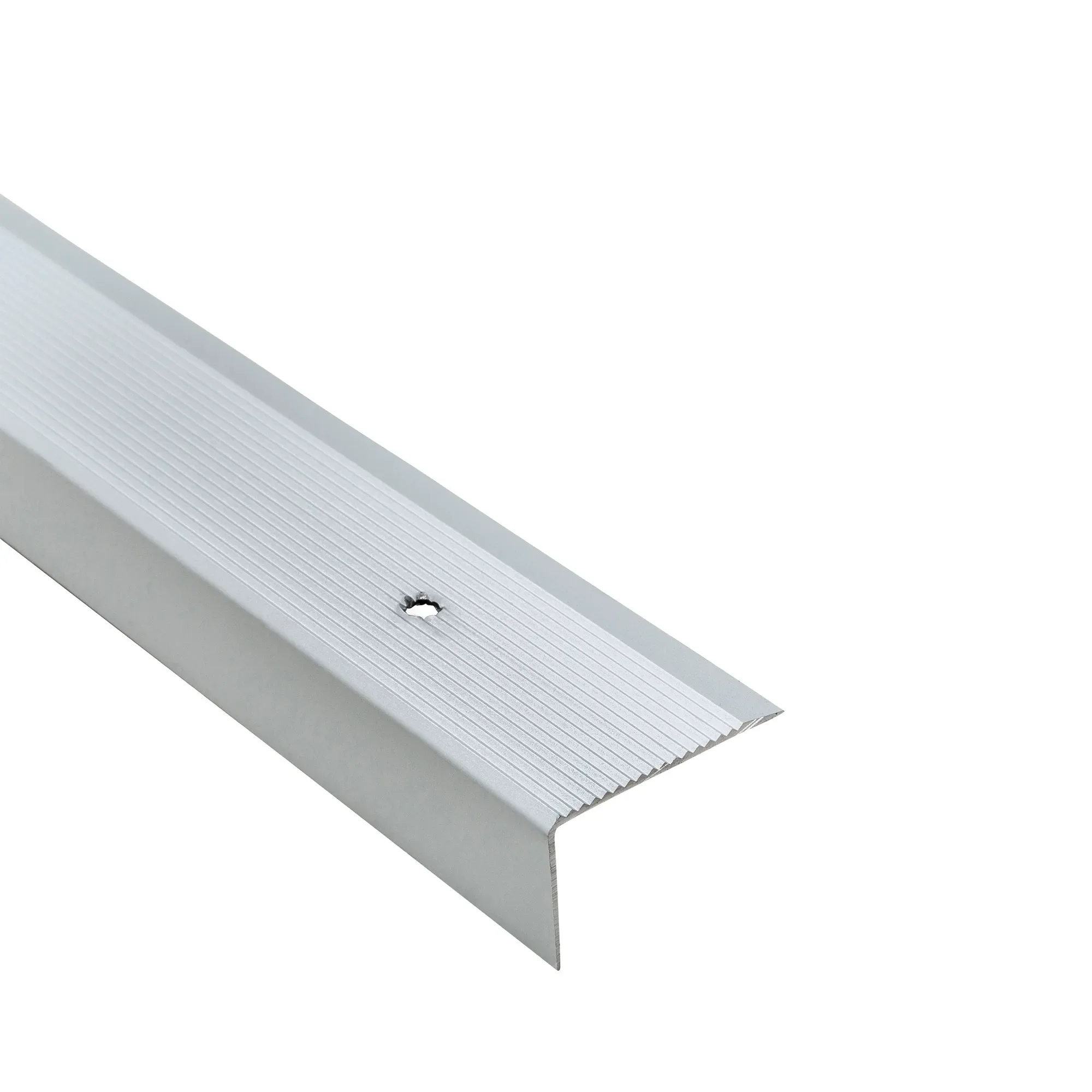 Kątownik aluminiowy schodowy ryflowany 40x25x1,5mm Cezar Srebrny mat 2m