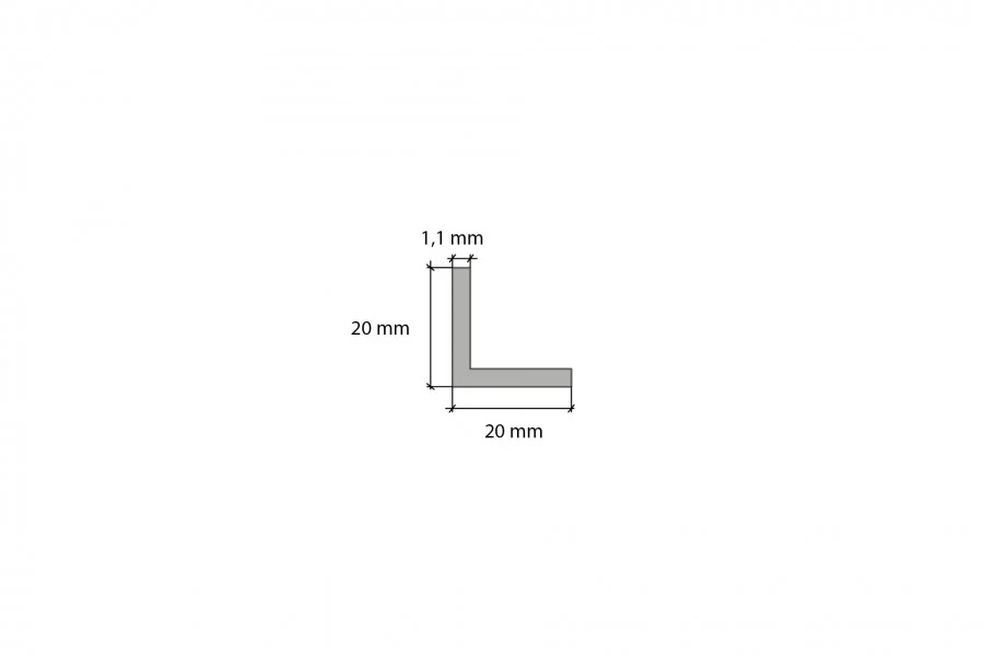 Kształtownik PVC kątownik 20x20x1,1mm L= 1,00m Antracyt RAL 7016 - Image 2