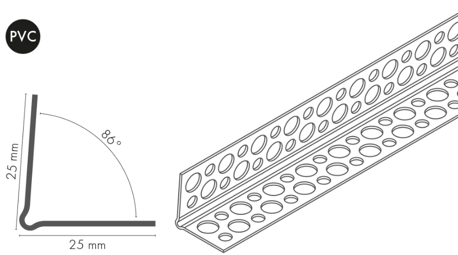 Narożnik budowlany prosty PVC Cezar Biały Mat 3m - Image 2