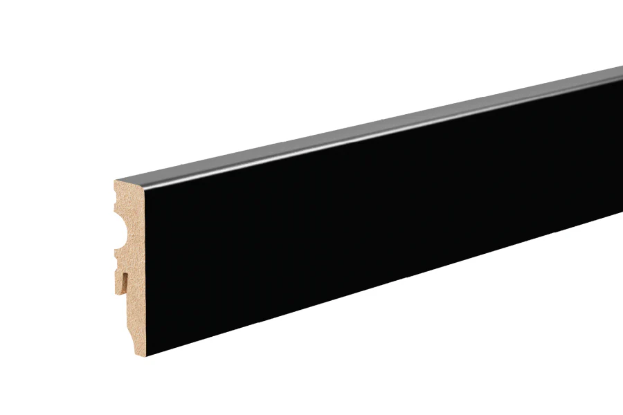 Listwa MDF przypodłogowa 58x14,5mm kwadrat R3 L= 2,20m lakier półmat Czarny RAL 9005