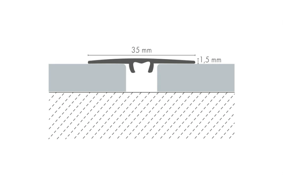 Profil progowy aluminiowy płaski 35mm 5w1 Cezar Dąb Glina Mat 0,93m - Image 2
