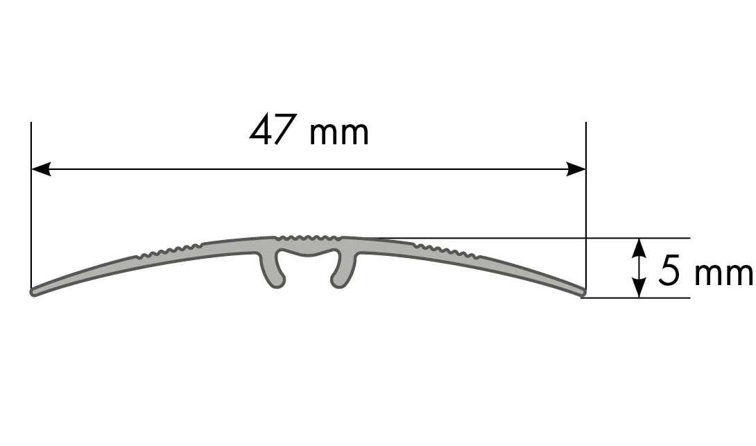 Profil progowy aluminiowy z ryflem 47mm 5w1 Cezar Srebrny Mat 0,93m - Image 2