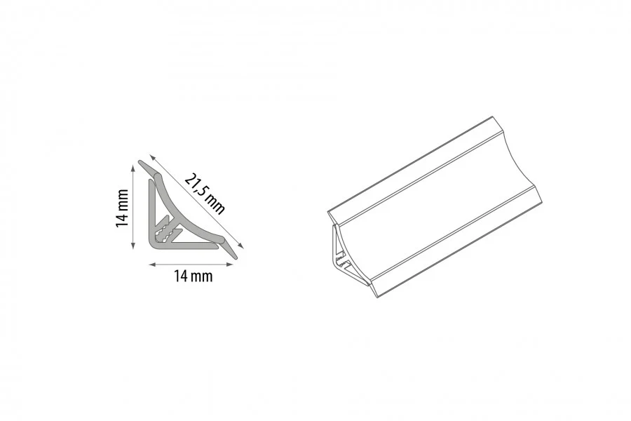 Listwa przyblatowa wklęsła wąska BL 22mm PVC 3m Biała Zimna Połysk - Image 2
