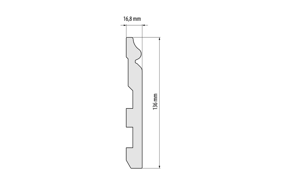 Listwa przypodłogowa LPC-24 136x16,8mm Cezar Biały RAL9003 Połysk 2,44m - Image 2