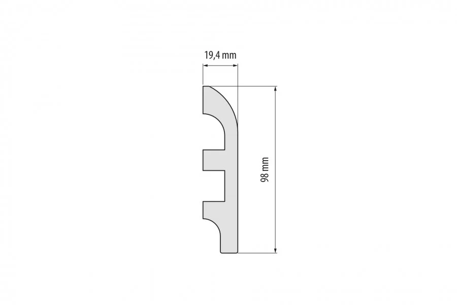 Listwa przypodłogowa LPC-19 98x17,7mm Cezar Biały RAL9003 Połysk 2,44m - Image 2