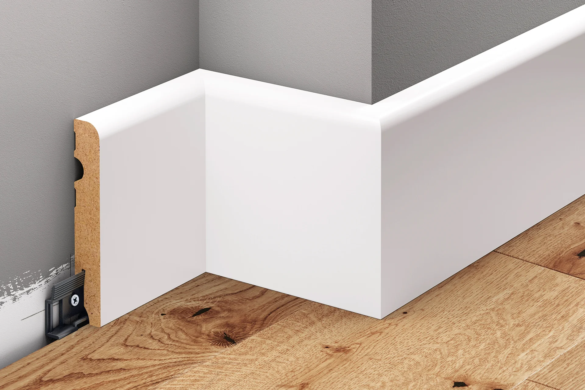Listwa przypodłogowa MDF zaokrąglona 100x16mm Cezar Biały RAL9003 okleina półmat 2,20m - Image 3