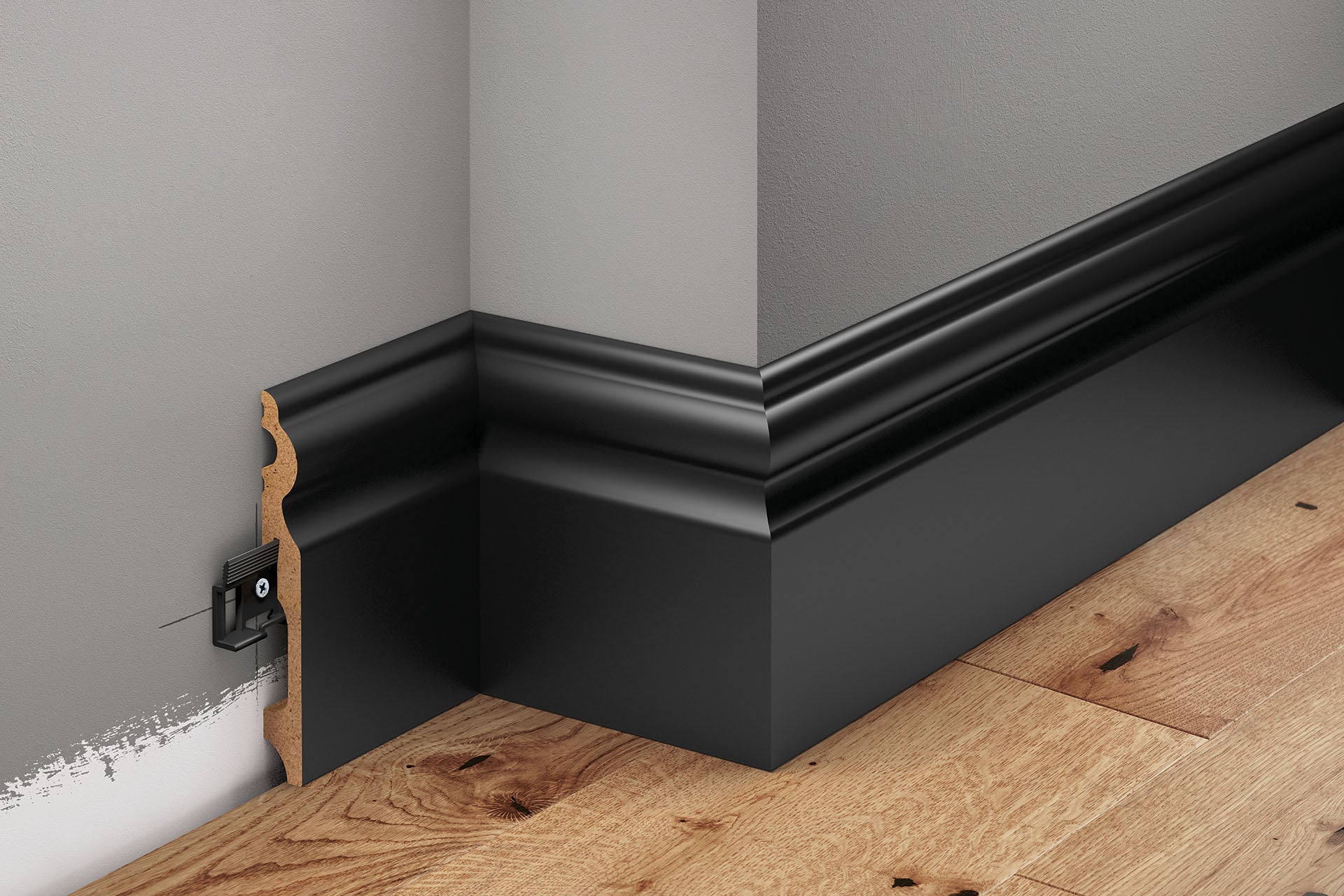 Listwa przypodłogowa MDF dekoracyjna 115x14,5mm Cezar Czarny RAL9005 lakier półmat 2,20m - Image 3