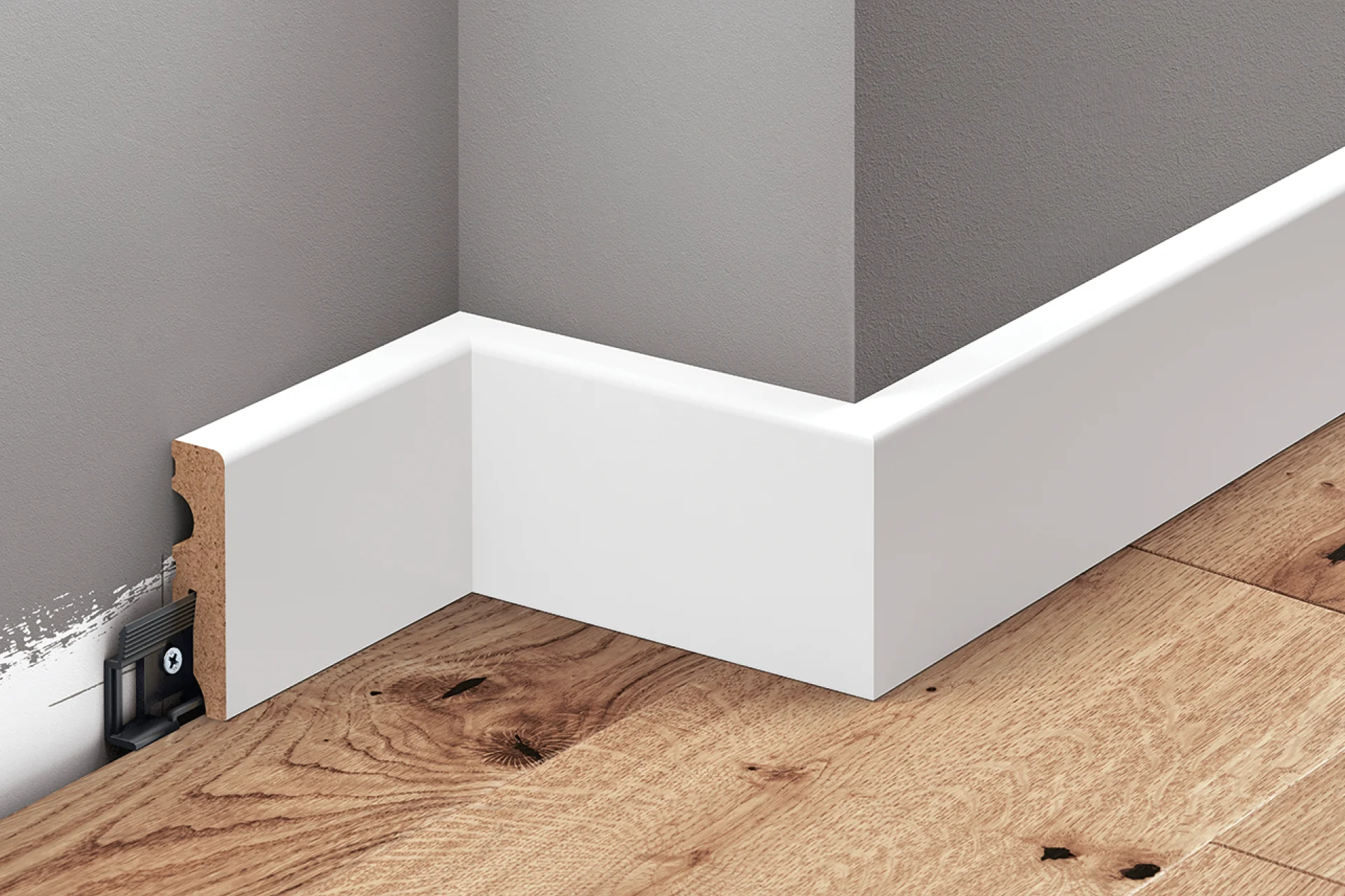 Listwa przypodłogowa kwadratowa MDF 58x14,5mm Cezar Biały RAL9003 okleina półmat 2,20m - Image 3