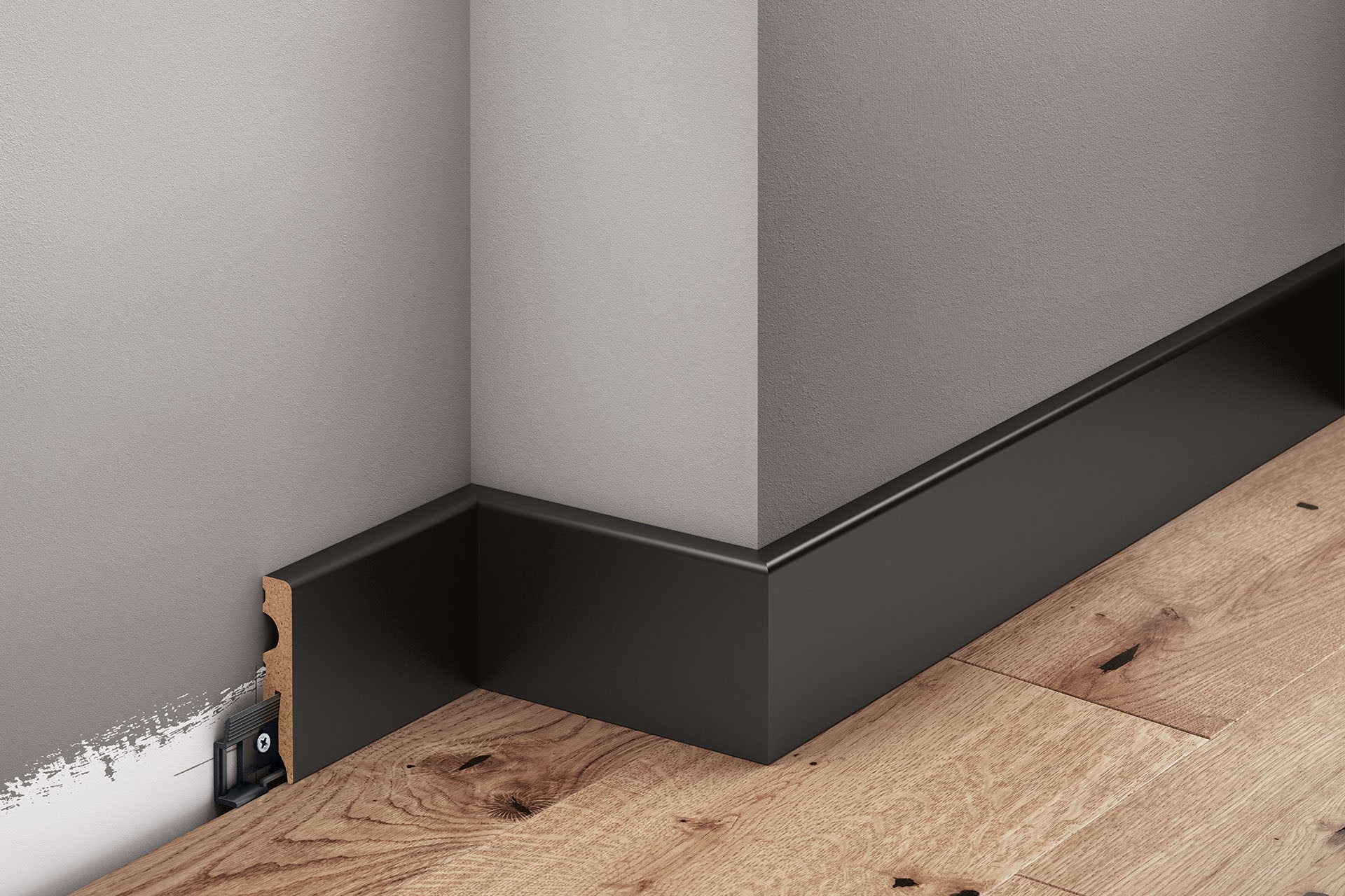 Listwa przypodłogowa kwadratowa MDF 60x11mm Cezar Czarny RAL9005 lakier półmat 2,20m - Image 3