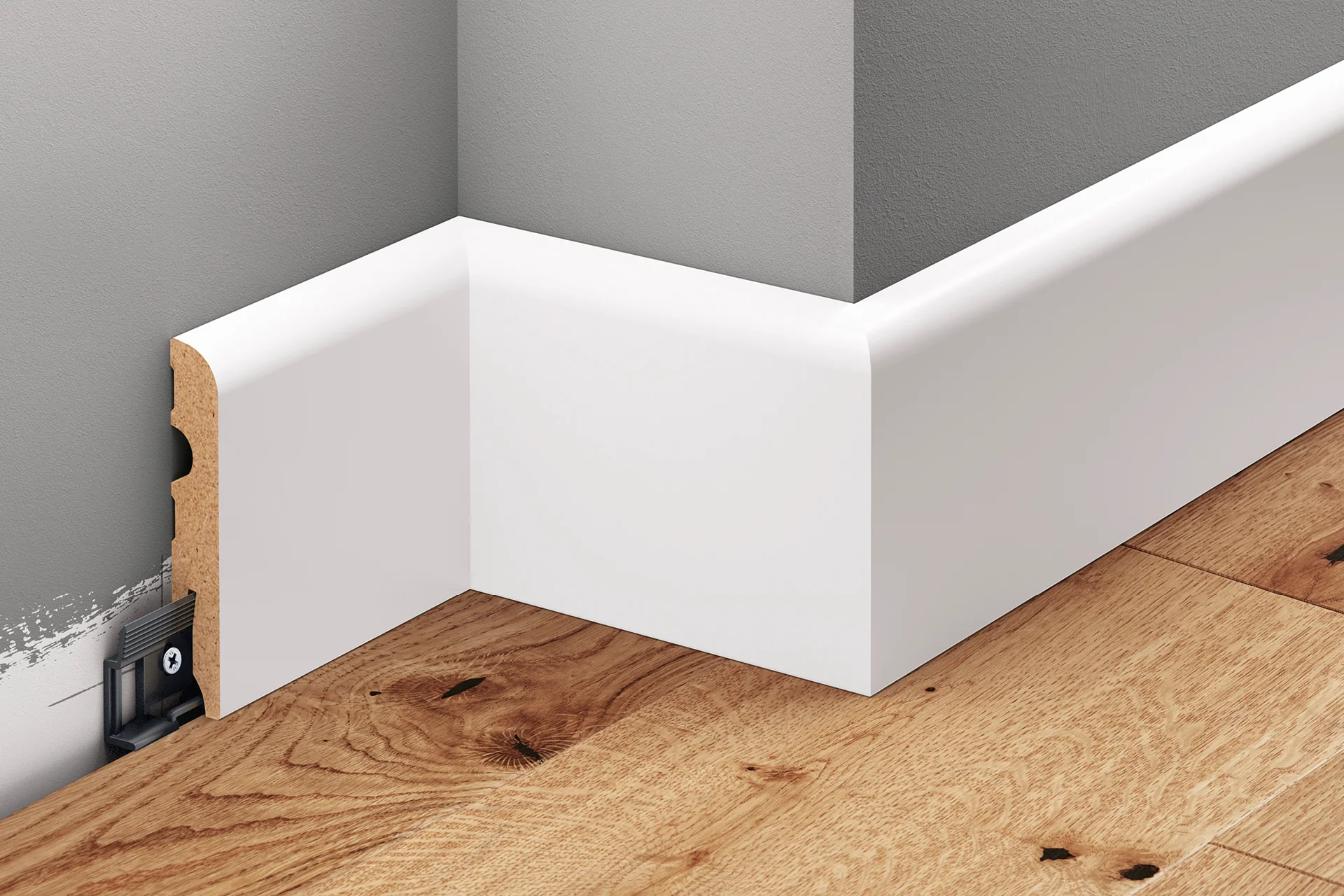 Listwa przypodłogowa zaokrąglona MDF 80x13mm Cezar Biały RAL9003 okleina półmat 2m - Image 3