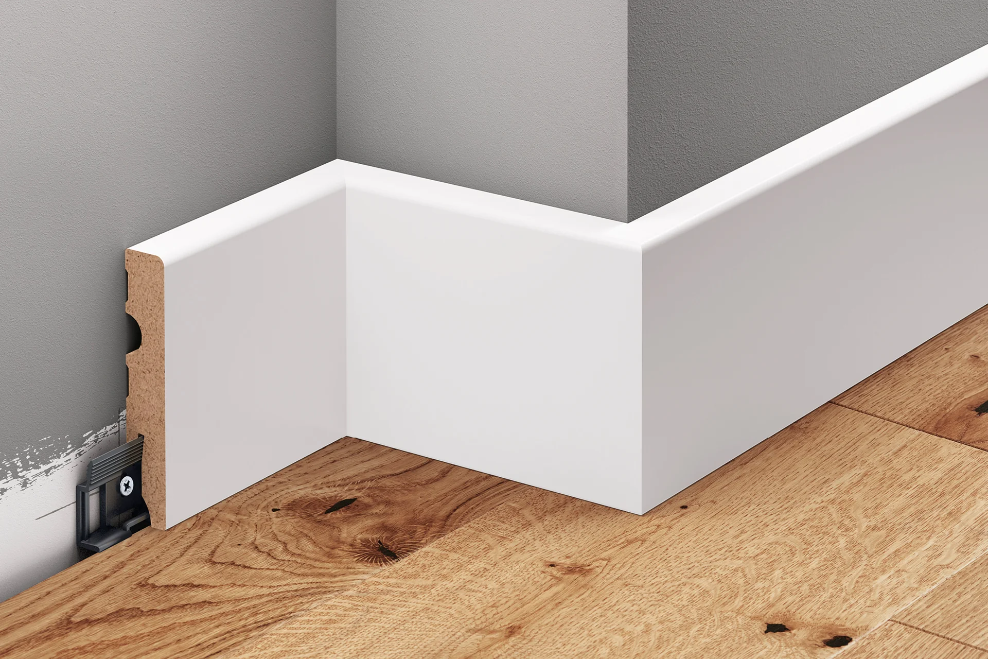 Listwa przypodłogowa kwadratowa MDF 80x14,5mm Cezar Biały RAL9003 lakier półmat 2,20m - Image 3