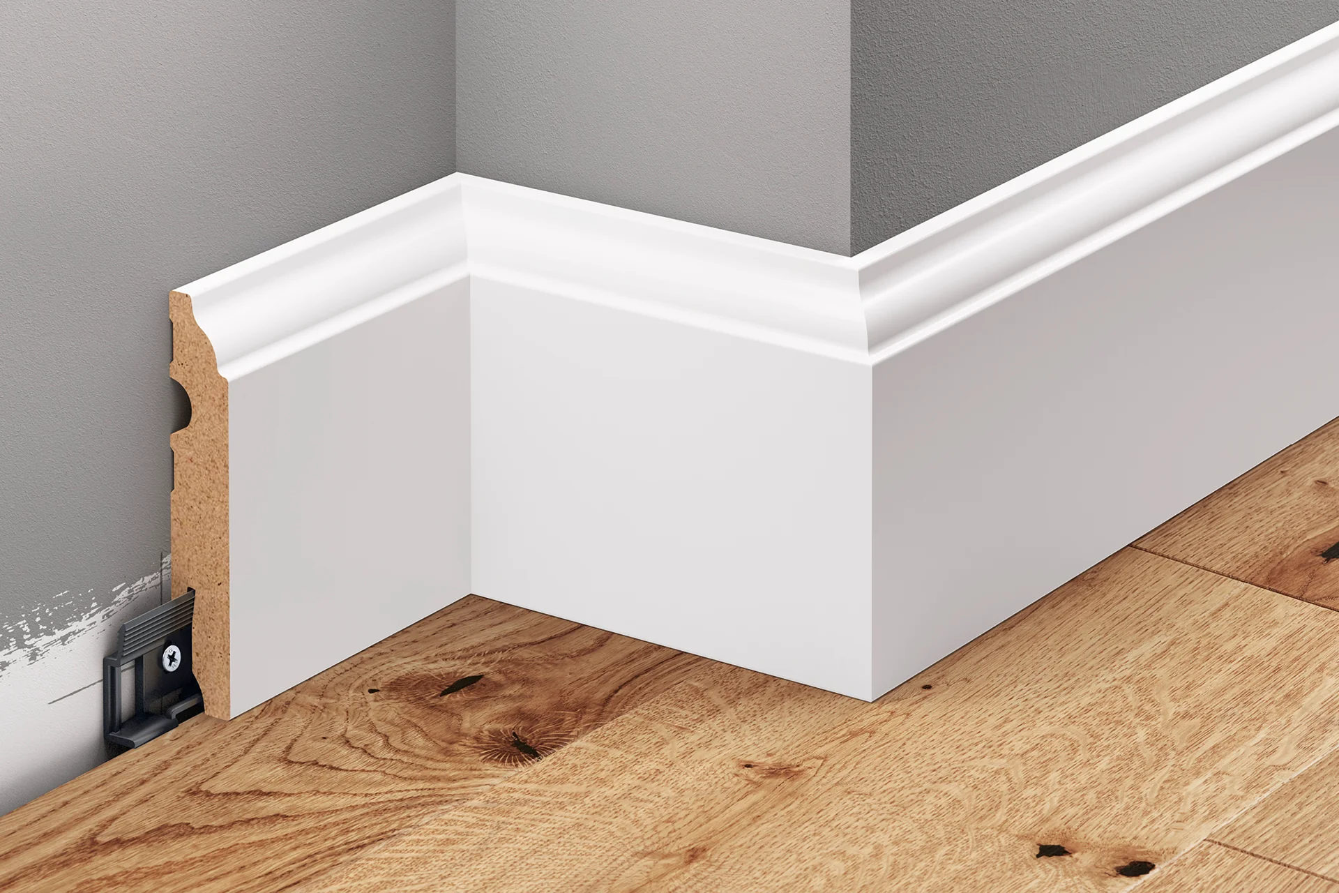 Listwa przypodłogowa dekoracyjna MDF 90x16mm Cezar Biały RAL9003 okleina pólmat 2,20m - Image 3