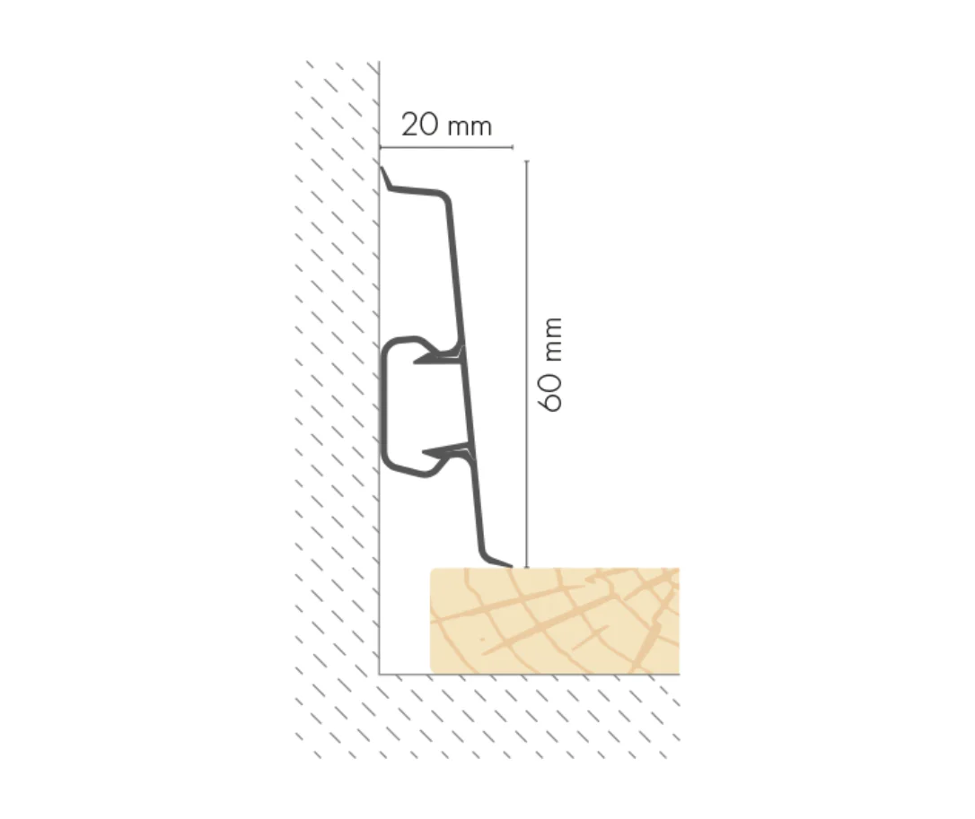 Listwa przypodłogowa PVC Cezar60 20x60mm Cezar Dąb Camas Mat 2,50m - Image 2