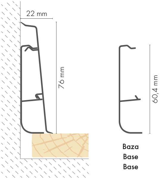 Listwa przypodłogowa PVC Hi Line Prestige 22x75mm Cezar Dąb Masala Mat 2,50m - Image 2