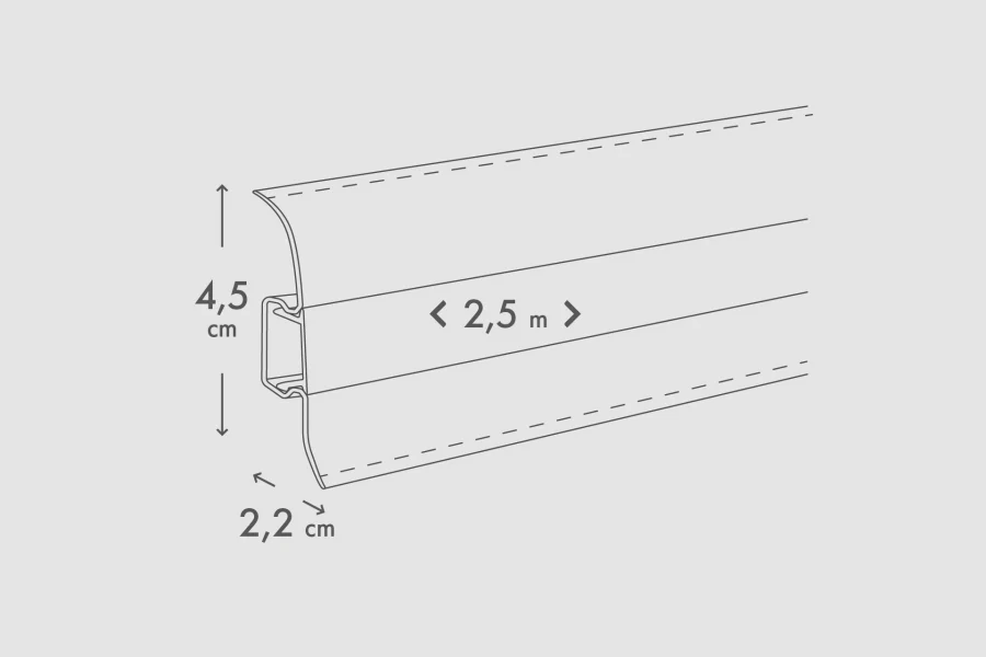 Listwa przypodłogowa Slim PVC mat 45mm 2,5m Buk - Image 2