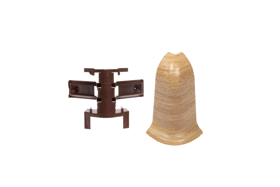 Narożnik zewnętrzny + RAK do listwy przypodłogowej Premium mat Teak 2szt.