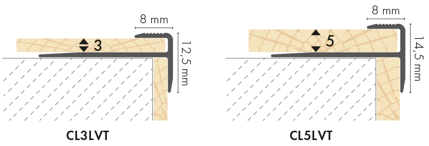 Profil do paneli aluminiowy LVT schodowy CL 5mm 28x14,5x8mm Cezar Srebrny Mat 2,70m - Image 2