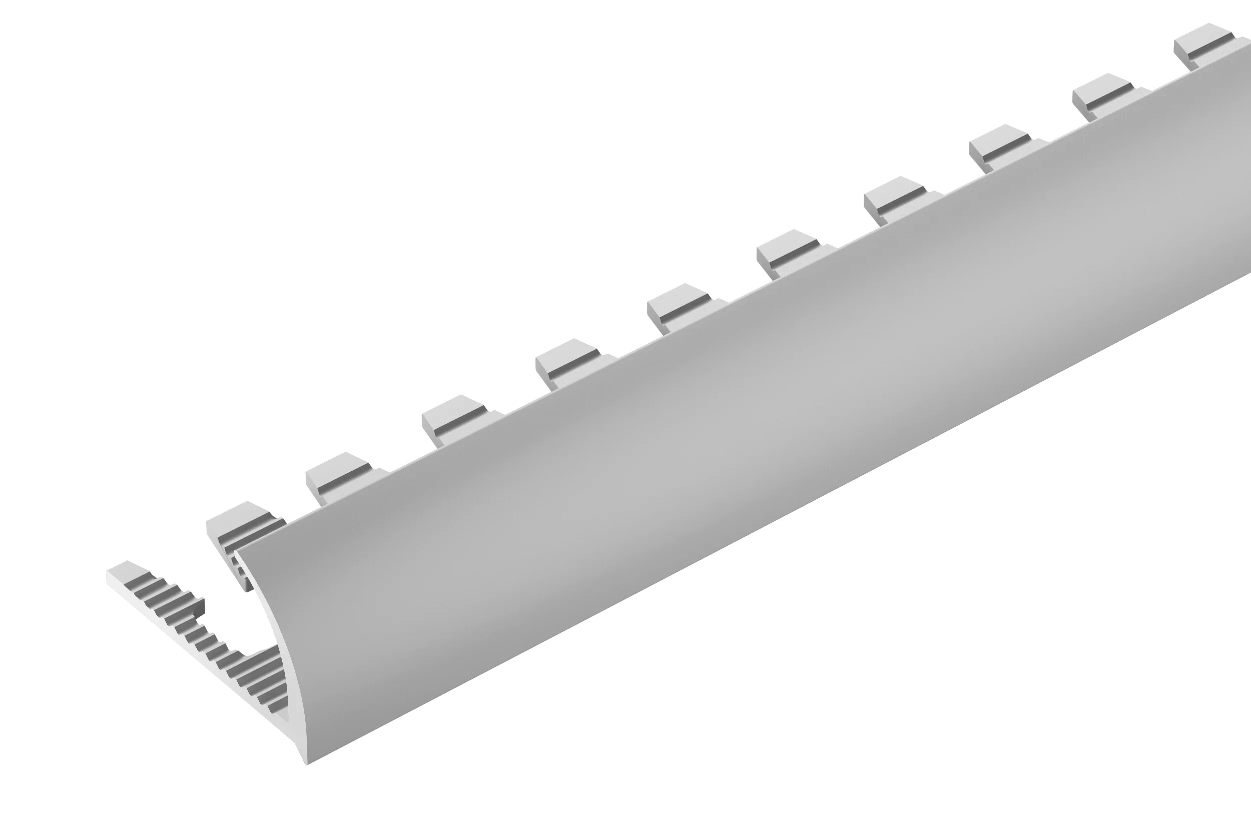 Profil do glazury aluminiowy krawędziowy owalny 8mm do łuków Cezar Srebrny Mat 2,50m