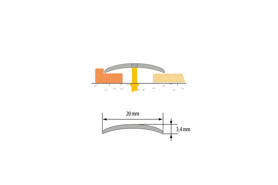 Profil progowy owalny aluminium anoda 20mm 2m Złoty - Image 2