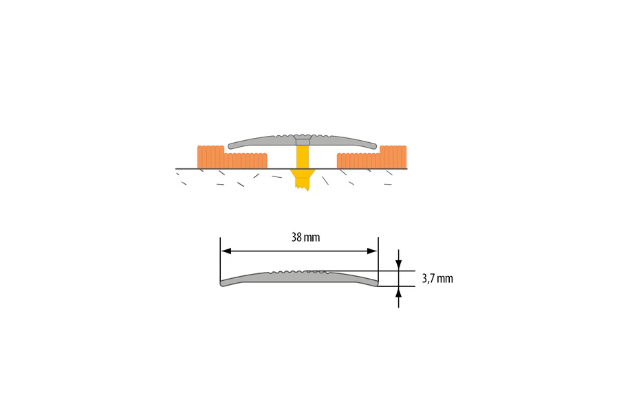 Profil progowy owalny z ryflem aluminium anoda 38mm 0,9m Srebrny - Image 2