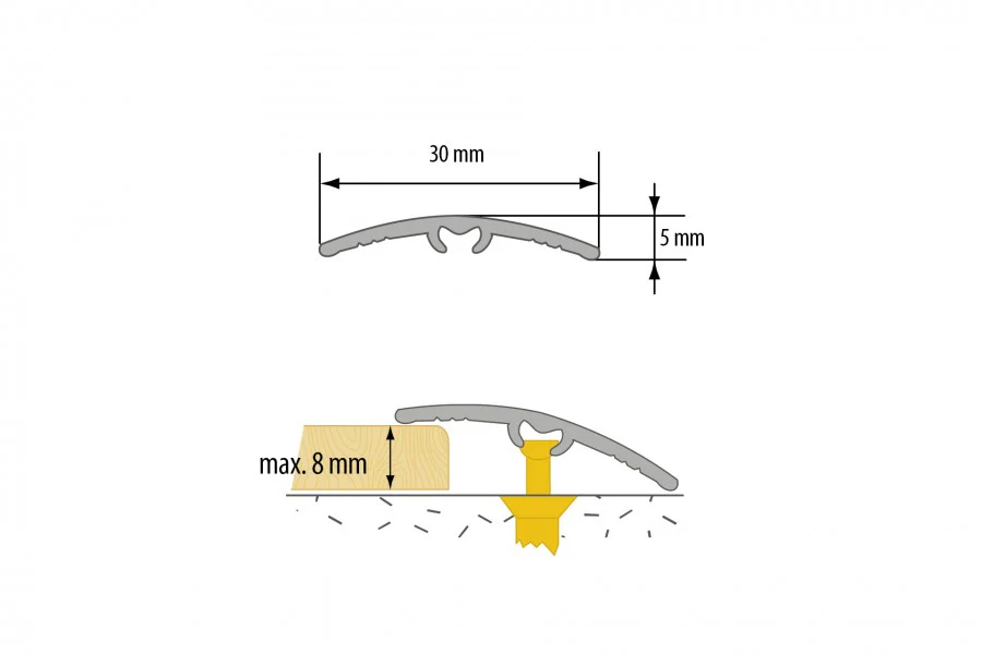Profil progowy wciskany PVC laminat 30mm 1,8m Dąb Canyon - Image 2