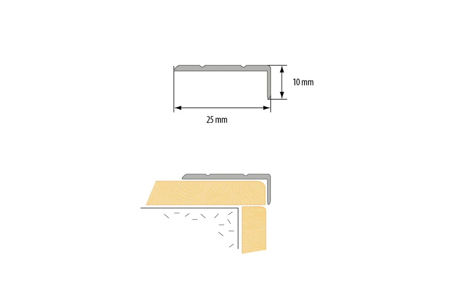 Profil schodowy narożny klejony aluminium anoda 25x10mm 1,35m Szampan - Image 2