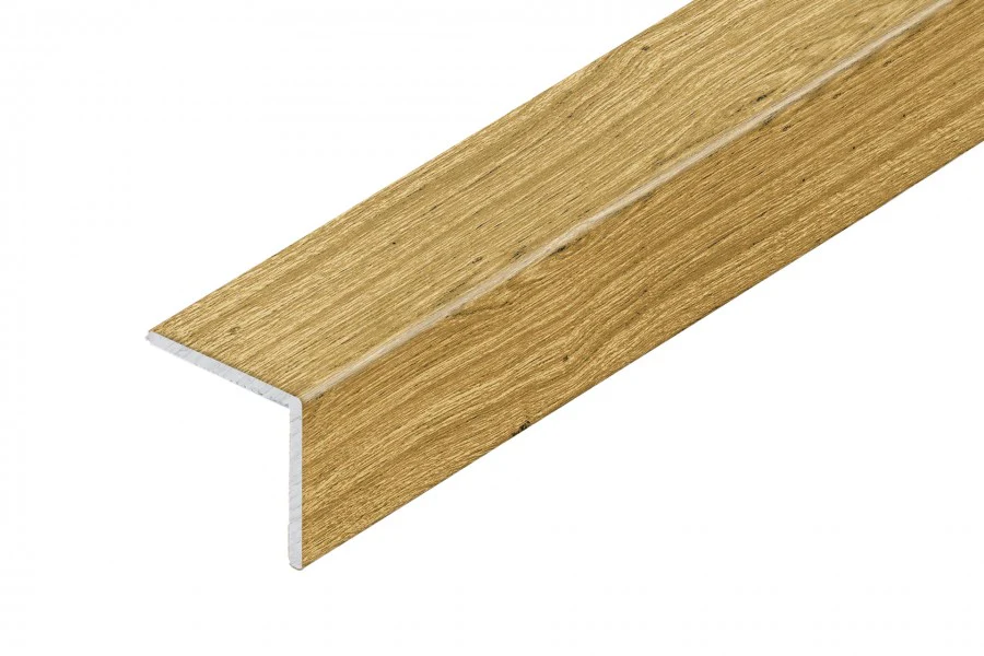 Profil schodowy narożny klejony aluminium laminat 20x20mm 1,35m Dąb Złoty