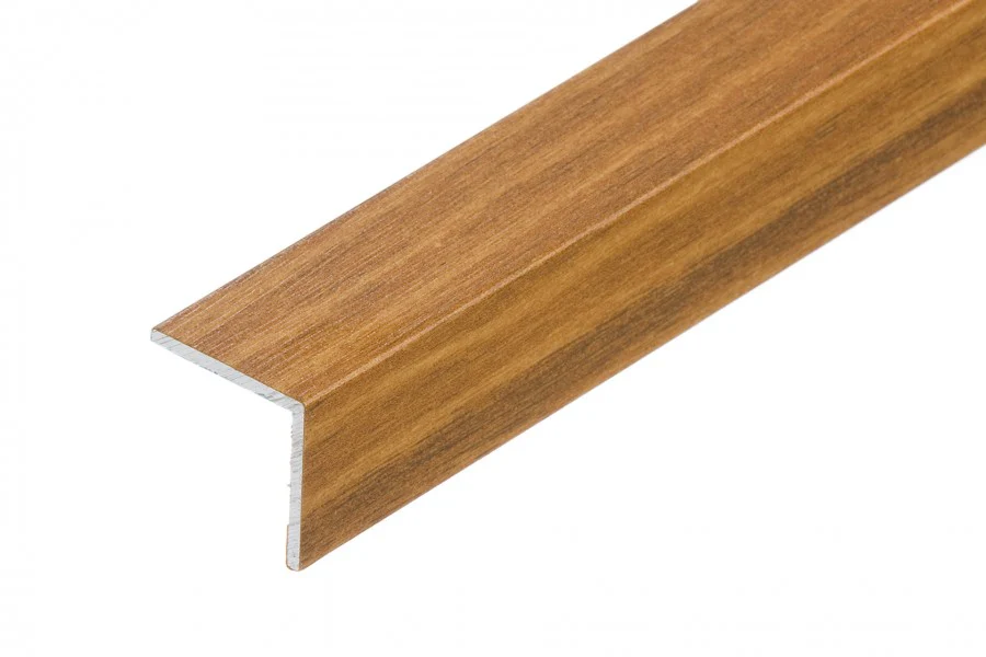 Profil schodowy narożny klejony aluminium laminat 20x20mm 1,35m Orzech Złoty