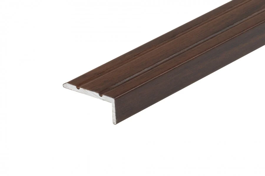 Profil schodowy narożny klejony aluminium laminat 25x10mm 1,35m Orzech