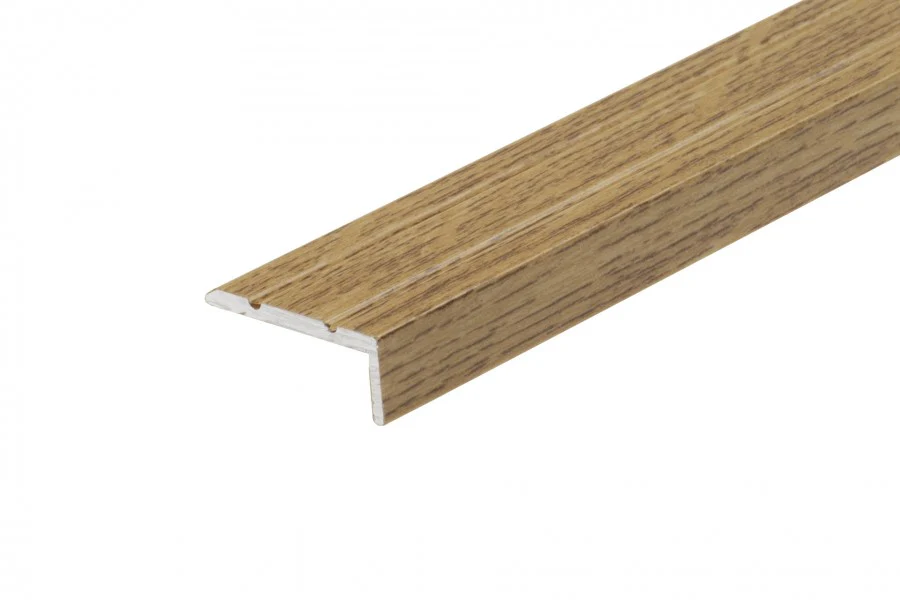 Profil schodowy narożny klejony aluminium laminat 25x10mm 2,7m Dąb Złoty