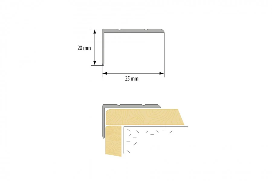Profil schodowy narożny klejony aluminium laminat 25x20mm 1,35m Dąb Jasny - Image 2