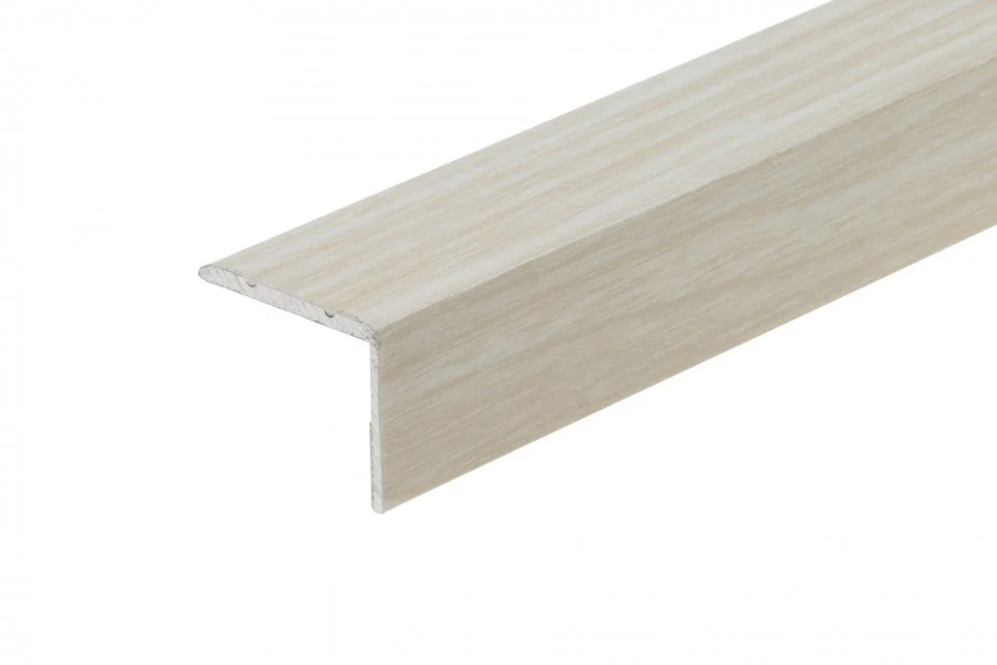 Profil schodowy narożny klejony aluminium laminat 25x20mm 2,7m Dąb Biały