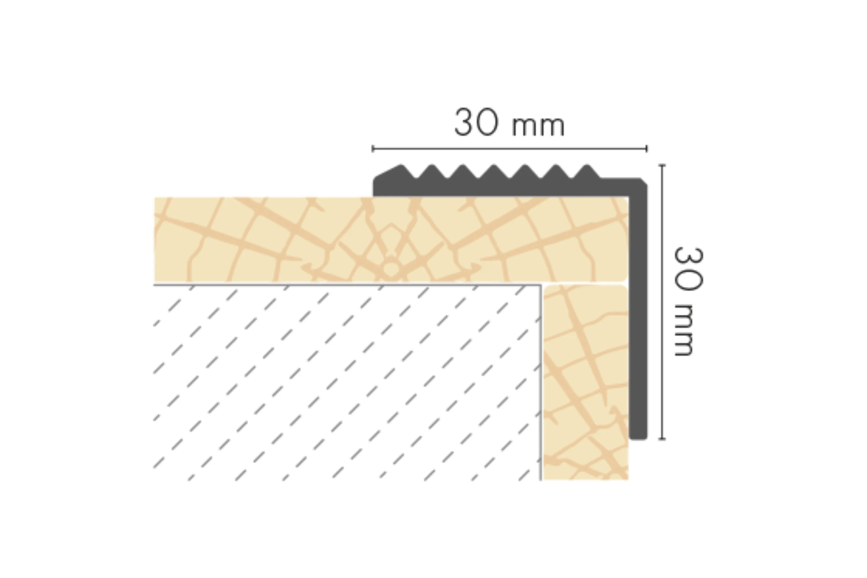 Profil schodowy aluminiowy ryflowany 30x30mm Cezar Złoty Mat 1m - Image 2