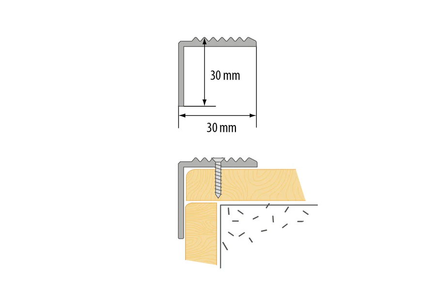 Profil schodowy ryflowany aluminium anoda 30x30mm 1m Brązowy - Image 3