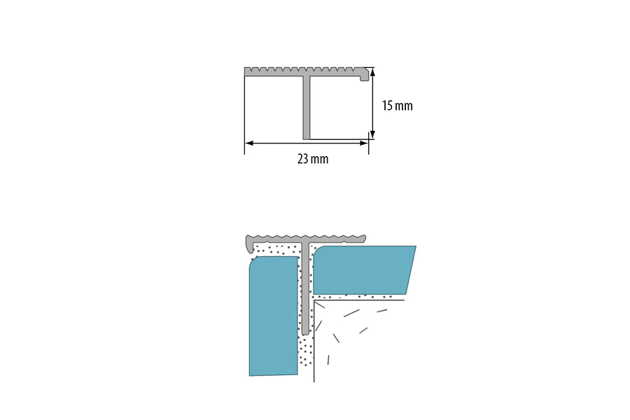 Profil schodowy ryflowany T aluminium naturalne 2,5m Srebrny - Image 2