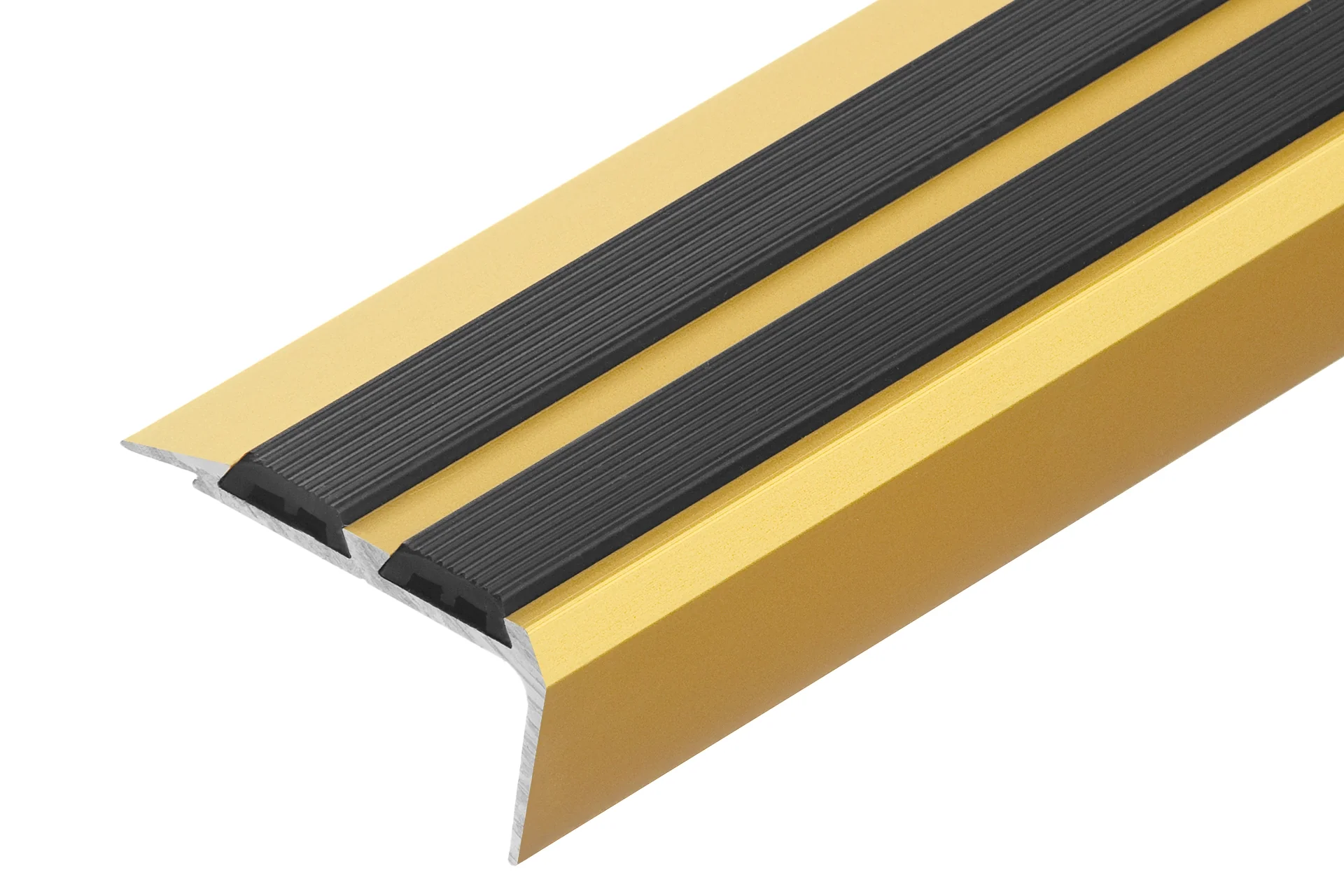 Profil schodowy aluminiowy szeroki 35x19,5mm nakładką wąską Cezar Złoty Mat 2,70m