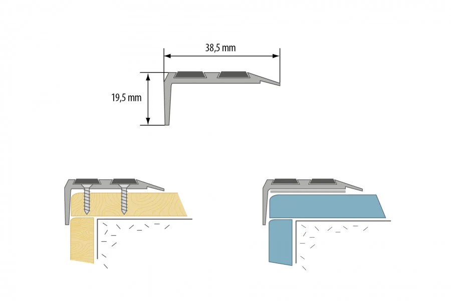 Profil schodowy z czarną gumą aluminium anoda 2m Szampan - Image 3