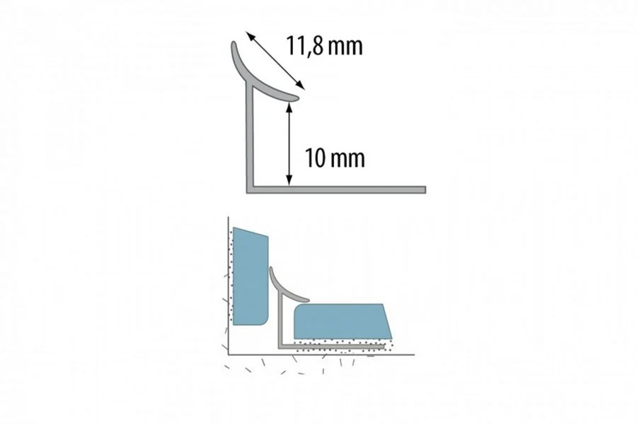 Profil wewnętrzny do glazury aluminium anoda 10mm 2,5m Srebrny - Image 2