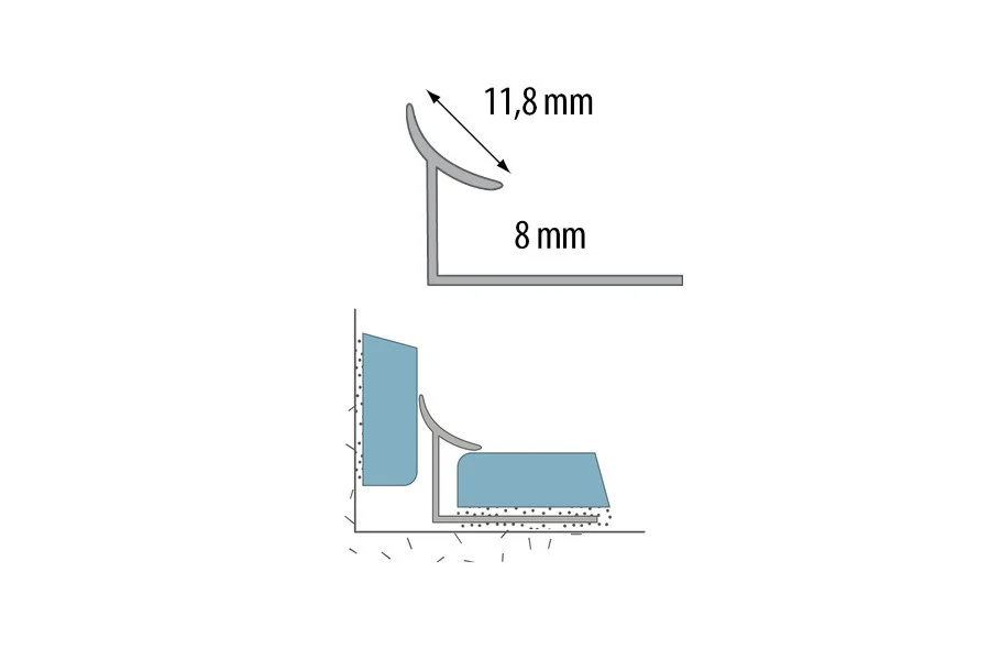 Profil wewnętrzny do glazury aluminium anoda 8mm 2,5m Złoty - Image 2