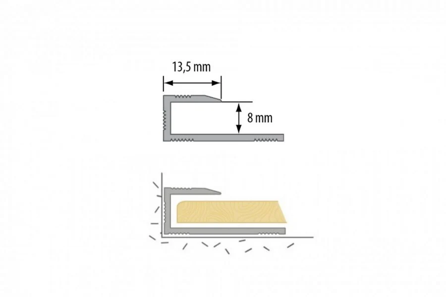 Profil zakończeniowy do paneli aluminium laminat 8mm 2m Orzech Złoty - Image 2