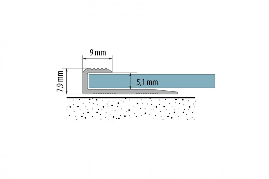 Profil zakończeniowy do paneli LVT aluminium anoda 5,1mm 0,9m Srebrny - Image 3