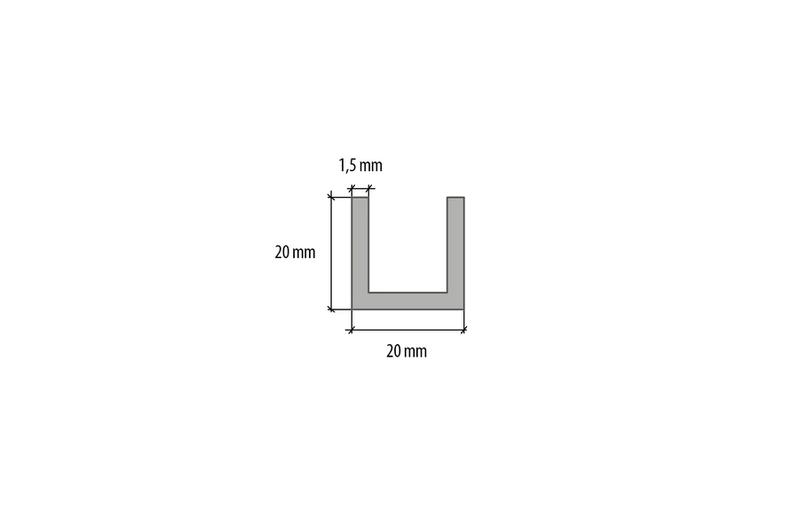 Profil zakończeniowy forma U aluminium anoda 20x20x1,5mm 1m Srebrny - Image 3