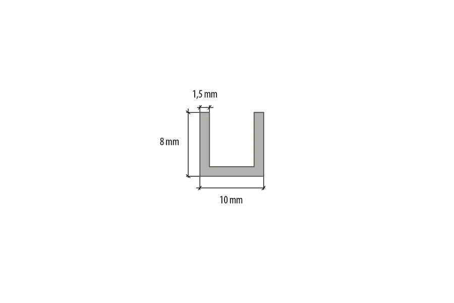 Profil zakończeniowy forma U aluminium naturalne 10x8x1,5mm 2,6m Srebrny - Image 3