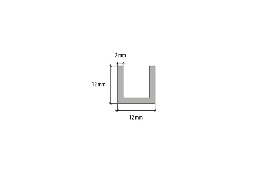Profil zakończeniowy forma U aluminium naturalne 12x12x2mm 2m Srebrny - Image 3