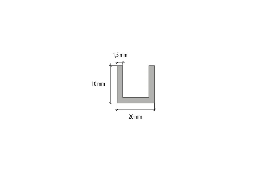 Profil zakończeniowy forma U aluminium naturalne 20x10x1,5mm 2m Srebrny - Image 3