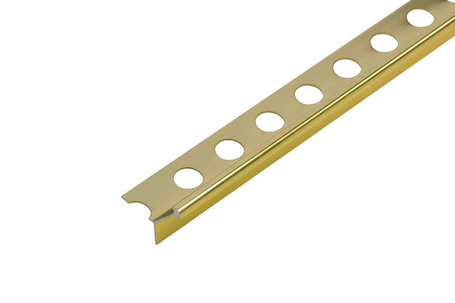 Profil zewnętrzny wąski do glazury aluminium anoda poler 12mm 2,5m Złoty