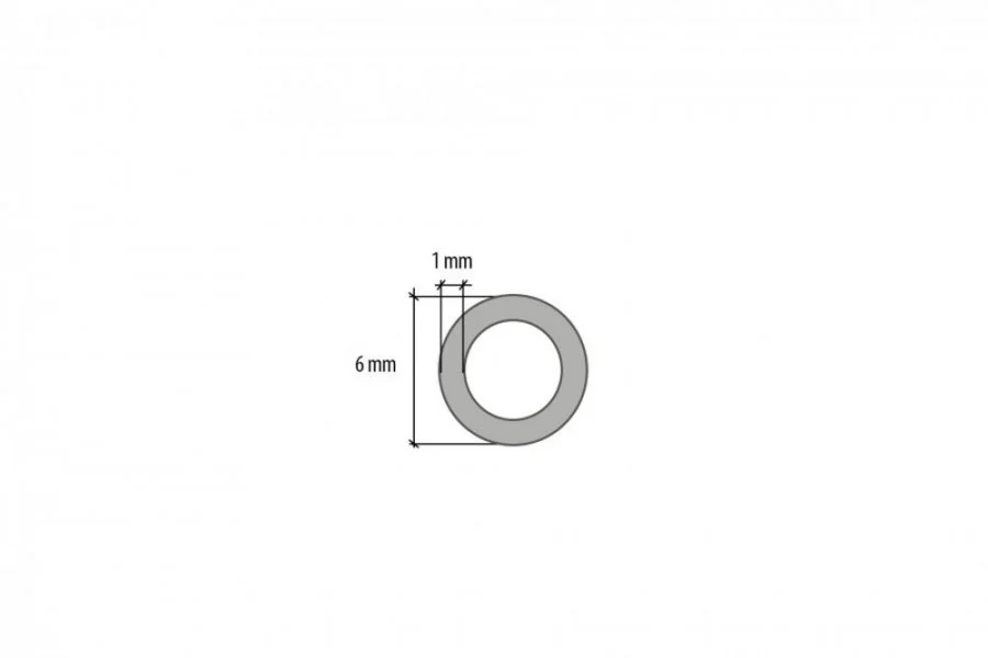 Rura aluminiowa okrągła 6x1mm Cezar Srebrny Mat 1m - Image 2