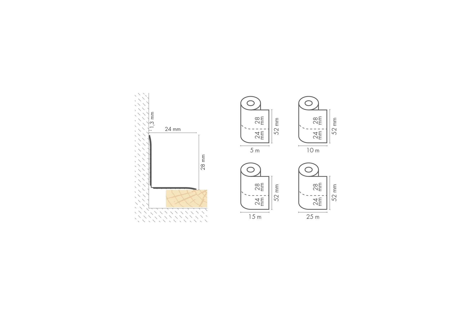 Taśma przypodłogowa PVC 24x28mm 1KT=5szt Cezar Dąb Jasny Mat 15m - Image 4