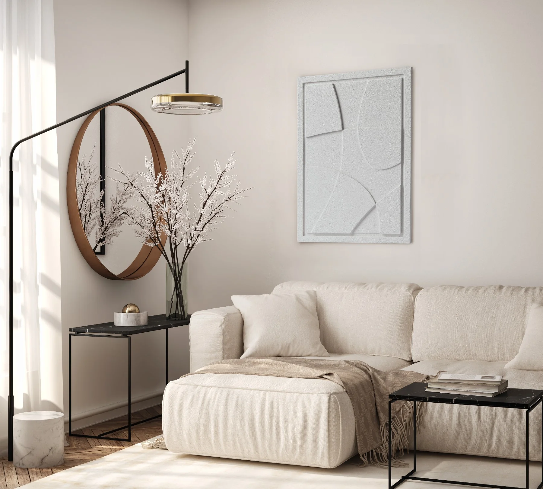 Wall Decor 500x700x18mm ABSTRACT 1 MURSO Bianco - Image 8